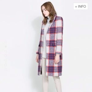 Zara Red and Blue Plaid Coat